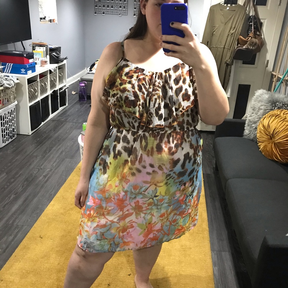 2/$15 Wetseal plus size leopard and flower dress